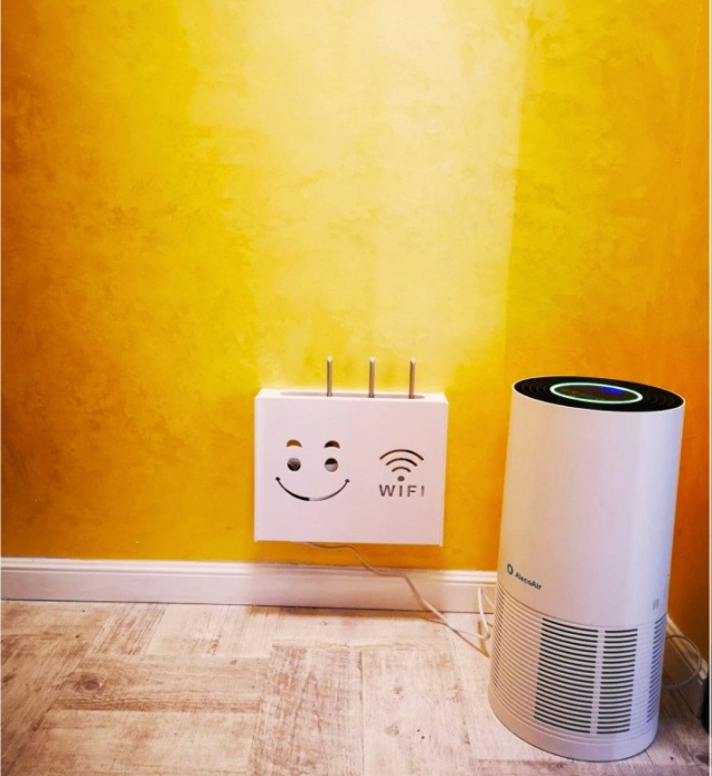 Suport Router Wireless Smiley Face 36x28x9 cm, alb, pentru mascare fire si echipament WI-FI, posibilitate montare pe perete [5]