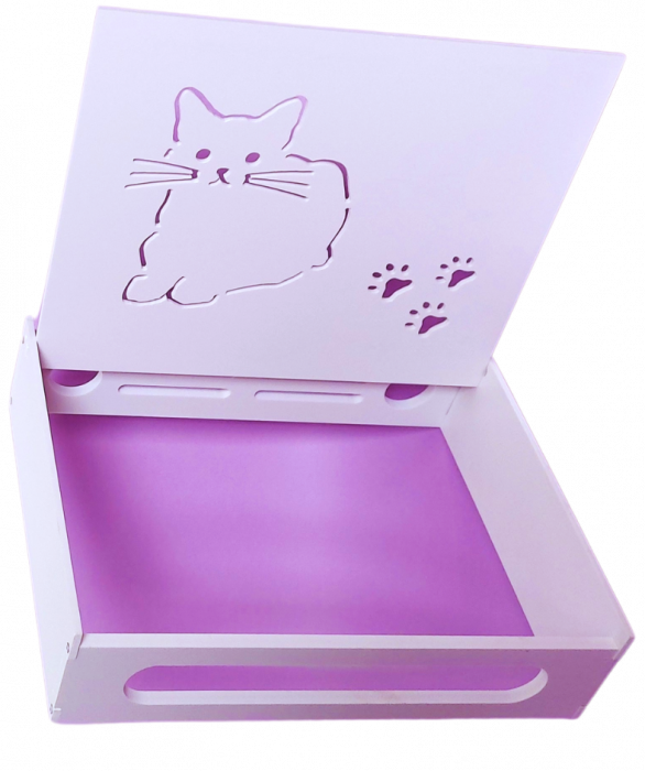 Suport Router Wireless Kitten 36x28x9 cm, alb, pentru mascare fire si echipament Wi-Fi, cu posibilitate montare pe perete Optimus AT Home [6]