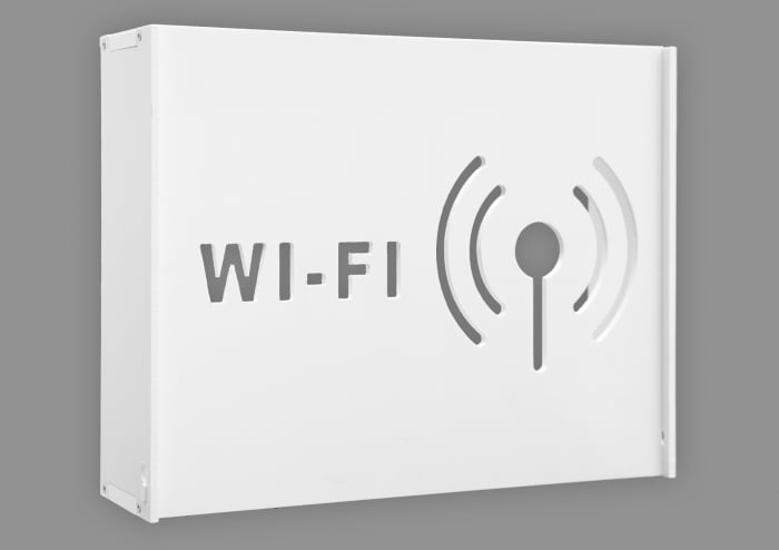 Suport Router Wireless WIFI 60 x 40 x 10 cm, alb, pentru mascare fire si echipament Wi-Fi, cu posibilitate montare pe perete Optimus AT Home [1]