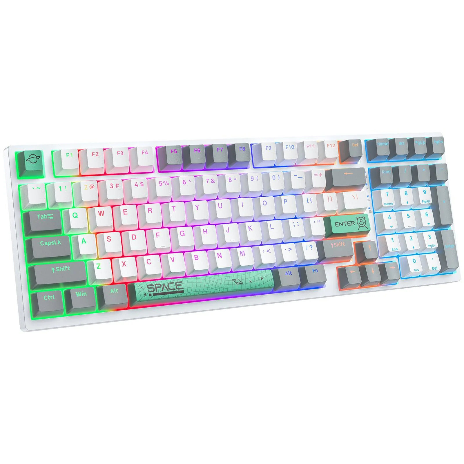 Tastatura Gaming Mecanica Onikuma G38 cu 98 taste, LED RGB, Type-C, alba [2]