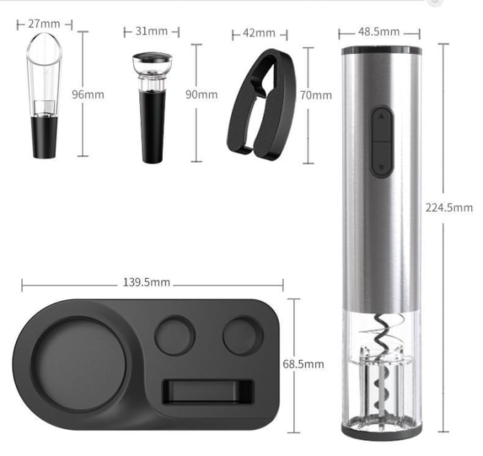 Set Electric Desfacator Vin 5 in 1 Premium – Deschidere Automata, Turnator Anti-Picurare, Dop Vacuum si Suport Elegant [2]
