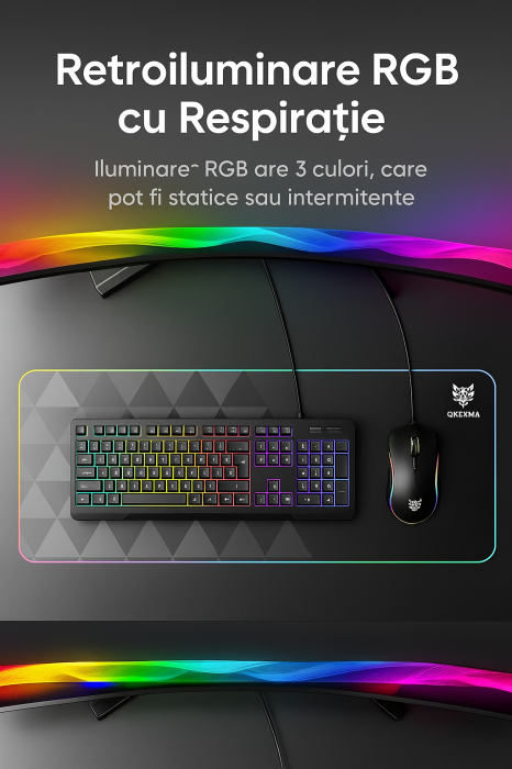 Tastatura Gaming pe fir Onikuma G32, 104 taste, silentioasa, LED RGB, neagra [3]