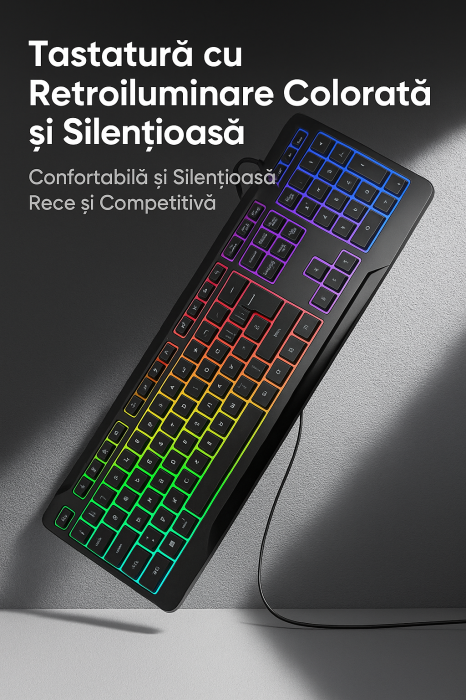 Tastatura Gaming pe fir Onikuma G32, 104 taste, silentioasa, LED RGB, neagra [4]