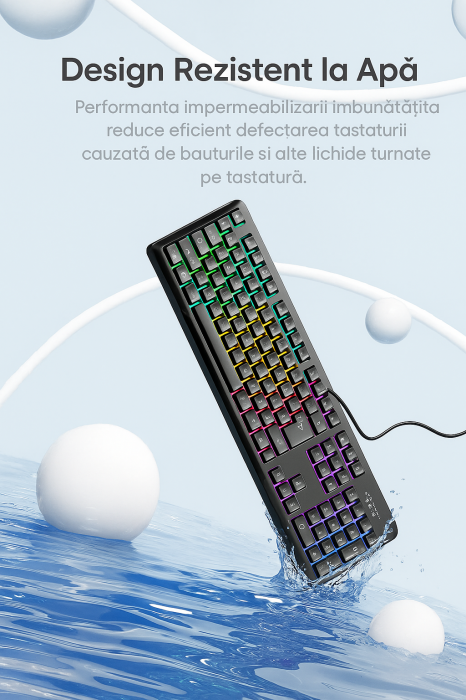 Tastatura Gaming pe fir Onikuma G32, 104 taste, silentioasa, LED RGB, neagra [2]