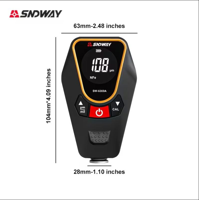 Tester grosime vopsea SNDWAY SW-6300B, 0-1700µm, pentru metal Fe/NFe, ecran LCD, baterie Li-ion 850mAh, USB-C [2]