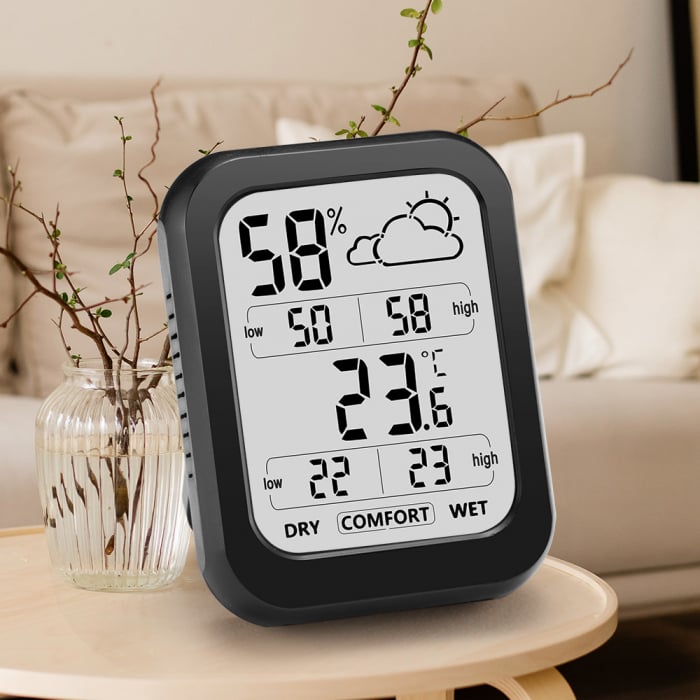 Termohigrometru pentru incaperi, interval -20°C +60°C, 10-99%, cu indicator de confrt, model 322, culoare negru [4]