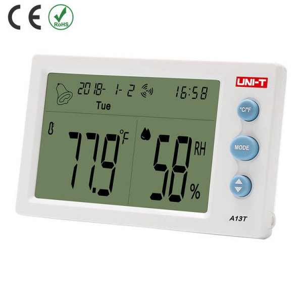Termohigrometru digital A13T UNI-T, alarma, ceas, statie meteo [2]