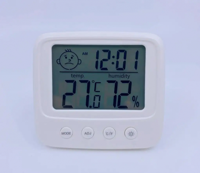 Termohigrometru cu ceas pentru interior, ecran luminat, interval -50°C +70°C, 10-99%, 828 [3]