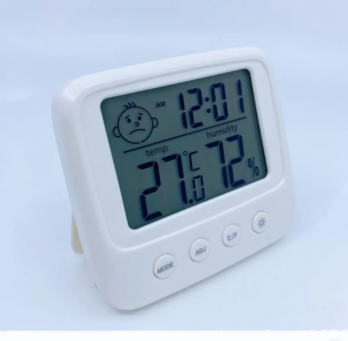 Termohigrometru cu ceas pentru interior, ecran luminat, interval -50°C +70°C, 10-99%, 828 [2]