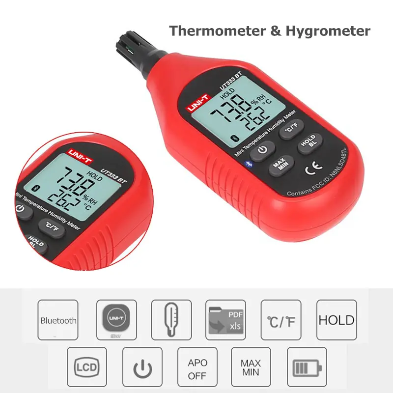 TermoHigrometru -10° C + 60° C din gama mini UNI-T 333BT cu bluetooth si aplicatie,masurare umiditate si temperatura [6]