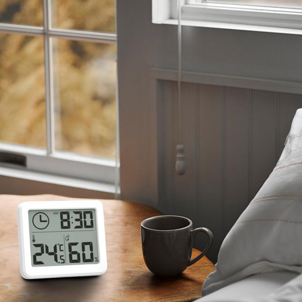 Termometru higrometru digital de casa cu ceas, termohigrometru [5]