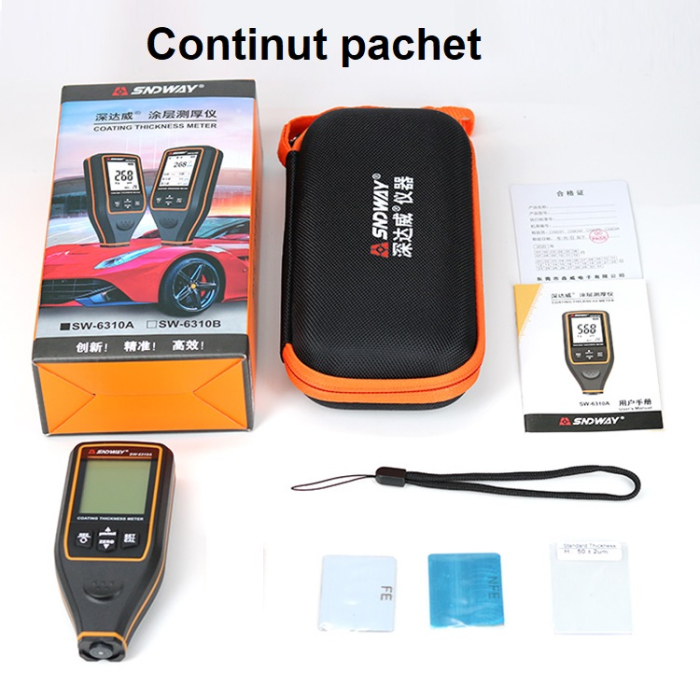 Tester grosime vopsea SNDWAY SW-6310B, 0-1700μm, ecran color 2", USB-C, memorie 8 grupuri, auto & industrial [5]