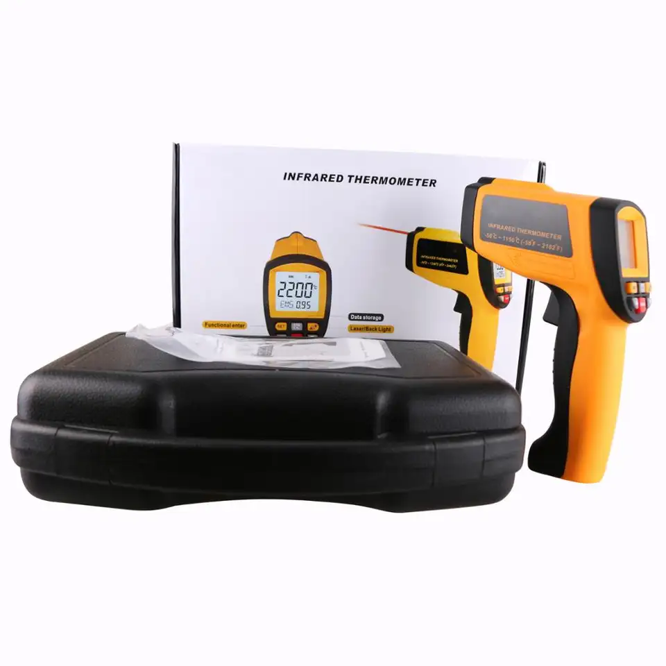 Termometru industrial profesional interval -50 +750°C cu afisaj luminat, portocaliu negru [6]
