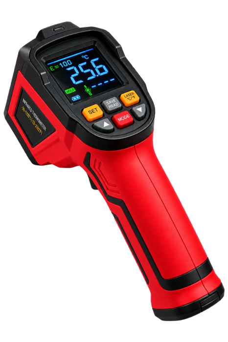 Termometru Industrial Profesional cu Infrarosu GT1200, -30°C – 1200°C, Laser, Raport D 50:1, Emisivitate Reglabila 0.10-1.00, Sonda Termocuplu Tip K, MAX/MIN/AVG, Alarma Temperatura, Husa [9]