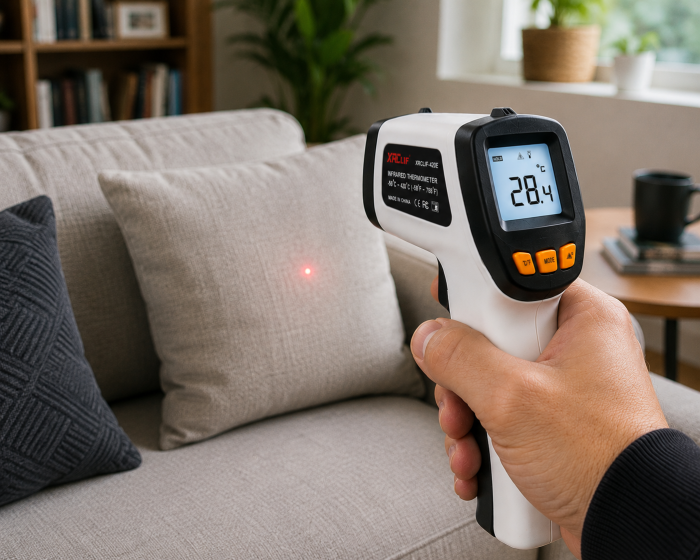 Termometru Industrial cu Infrarosu XRClif 420, Laser, Fara Contact, interval -50°C la 420°C, Pirometru, Emisivitate Reglabila, Tip Pistol, Afisaj LCD Iluminat, Gri [6]