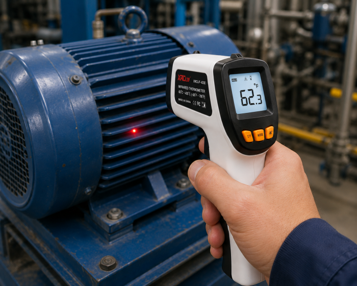 Termometru Industrial cu Infrarosu XRClif 420, Laser, Fara Contact, interval -50°C la 420°C, Pirometru, Emisivitate Reglabila, Tip Pistol, Afisaj LCD Iluminat, Gri [8]