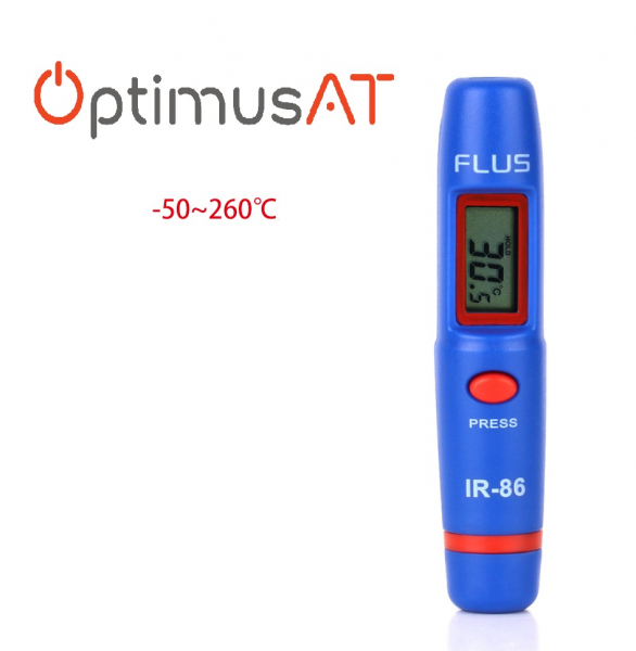 Termometru multifunctional tip stilou Optimus AT 86 interval -50 +260°C cu afisaj luminat, rosu albastru [6]