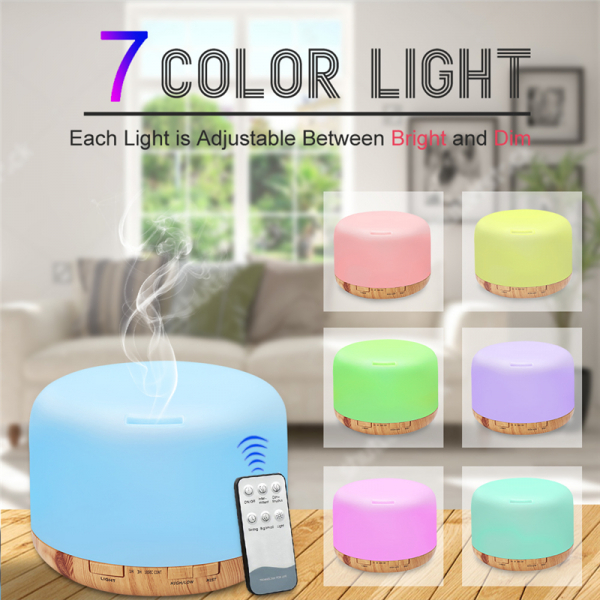 Umidificator Aromaterapie Lampa de veghe cu telecomanda Optimus AT Home™ 1552 rezervor 500ml, cu ultrasunete, 25-30m², purificator aer, lemn inchis [3]