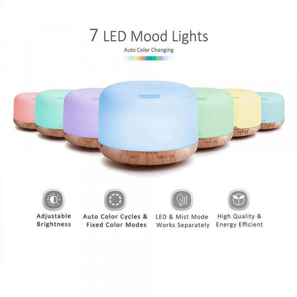 Umidificator Aromaterapie Lampa de veghe cu telecomanda Optimus AT Home™ 1552 rezervor 500ml, cu ultrasunete, 25-30m², purificator aer, lemn inchis [2]