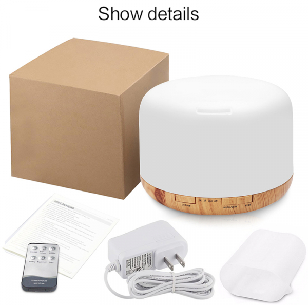 Umidificator Aromaterapie Lampa de veghe cu telecomanda Optimus AT Home™ 1552 rezervor 500ml, cu ultrasunete, 25-30m², purificator aer, lemn inchis [4]