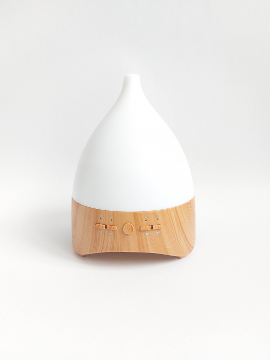 Umidificator Aromaterapie Lampa de veghe white noise Optimus AT Home™ 2028 rezervor 300ml, cu ultrasunete, 25-30m², purificator aer, light wood [4]