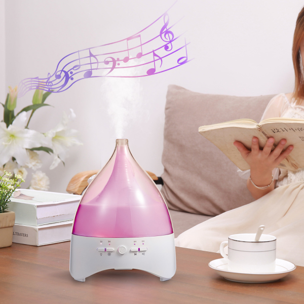 Umidificator Aromaterapie Lampa de veghe white noise Optimus AT Home™ 2028 rezervor 300ml, cu ultrasunete, 25-30m², purificator aer, alb [5]
