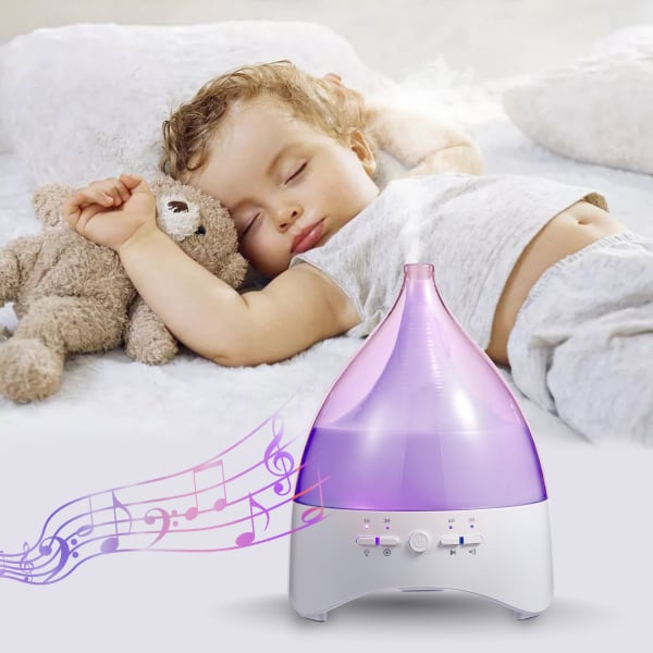 Umidificator Aromaterapie Lampa de veghe white noise Optimus AT Home™ 2028 rezervor 300ml, cu ultrasunete, 25-30m², purificator aer, alb [2]