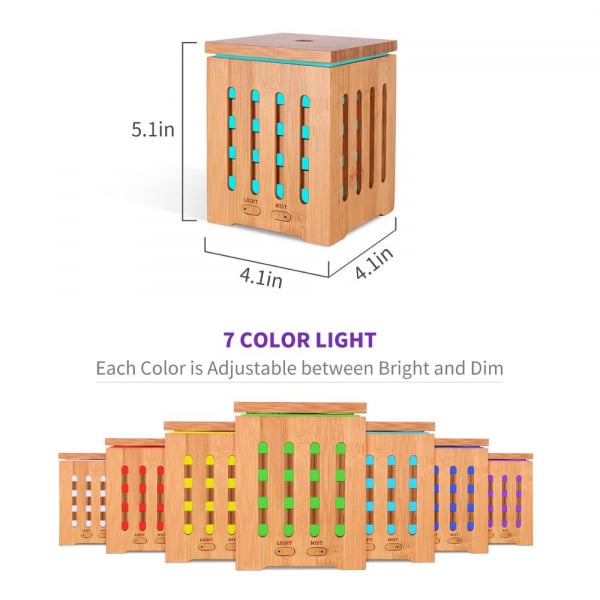 Difuzor din bambus, rezervor de 200ml, cu ultrasunete, pentru incaperi 20-25m², purificator aer, dark wood [3]