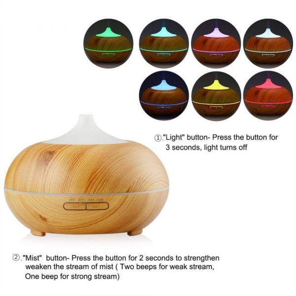 Umidificator Optimus AT Home™ 1704 cu ultrasunete, aromaterapie, 25-30m², purificator aer, difuzor, rezervor 300ml, light wood [3]