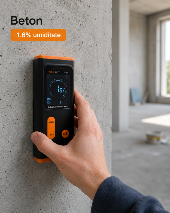 Umidometru digital inductiv YITANGTEC YT301, fara pini, pentru lemn, zidarie si pereti, LCD iluminat, alarma umiditate, adancime detectie 19 mm [15]