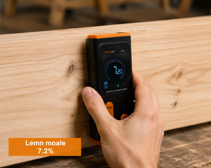 Umidometru digital inductiv YITANGTEC YT301, fara pini, pentru lemn, zidarie si pereti, LCD iluminat, alarma umiditate, adancime detectie 19 mm [14]