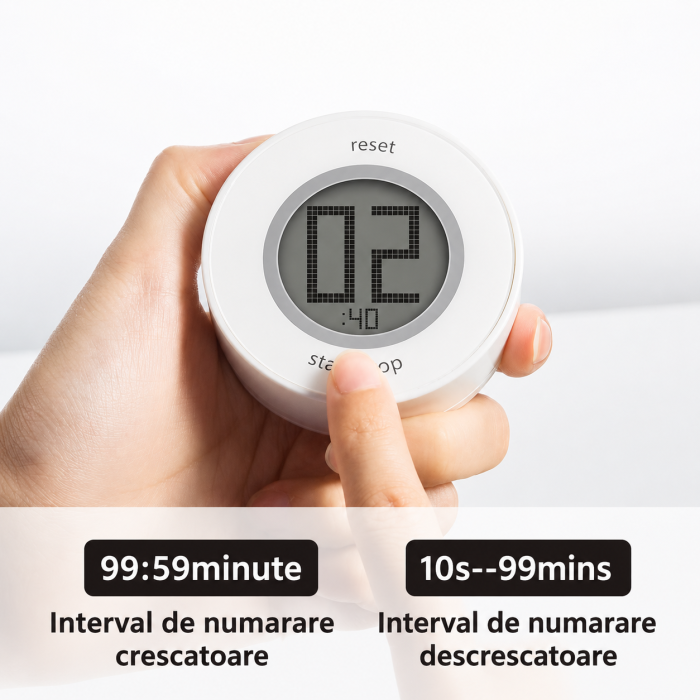 Temporizator digital magnetic TP-95, cronometru 99 minute, functie numaratoare inversa si cronometru, baterie CR2032 inclusa [10]