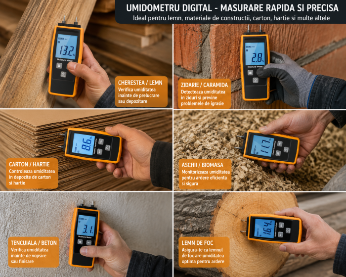 Umidometru profesional Optimus AT 660 pentru stabilirea umiditatii 4 clase de lemn, ciment, mortar, caramida, karstenite [12]