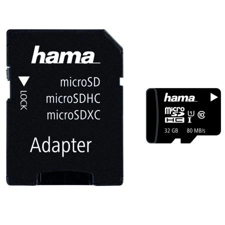Card de memorie HAMA microSDXC, 32GB, clasa 10 UHS-I, 80MBs, cu adaptor [1]
