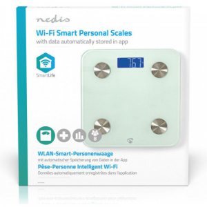 NEDIS WIFIHS10WT inteligent Wi-Fi-s cântare personale BMI Grăsime corporală Apă Oase Muşchi Proteină Securizat sticlă 8 utilizator [5]