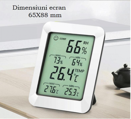 Termometru Higrometru Optimus AT RZ820 digital multifunctional, ceas, data, alarma [1]