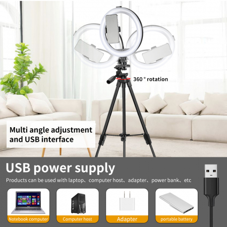 Set selfie ring 10 inch, trepied telescopic 120cm, suport telefon [2]