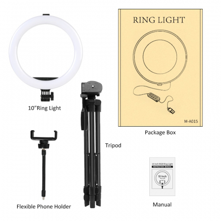 Set selfie ring 10 inch, trepied telescopic 120cm, suport telefon [4]