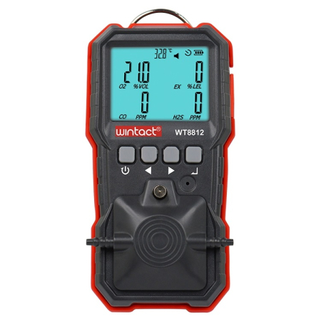 Detector gaze portabil 4 in 1 Wintact WT8812, LEL / O2 / H2S / CO, afisaj LCD, alarma sonora / vibratii / luminoasa, memorie 1000 inregistrari, baterie reincarcabila [1]