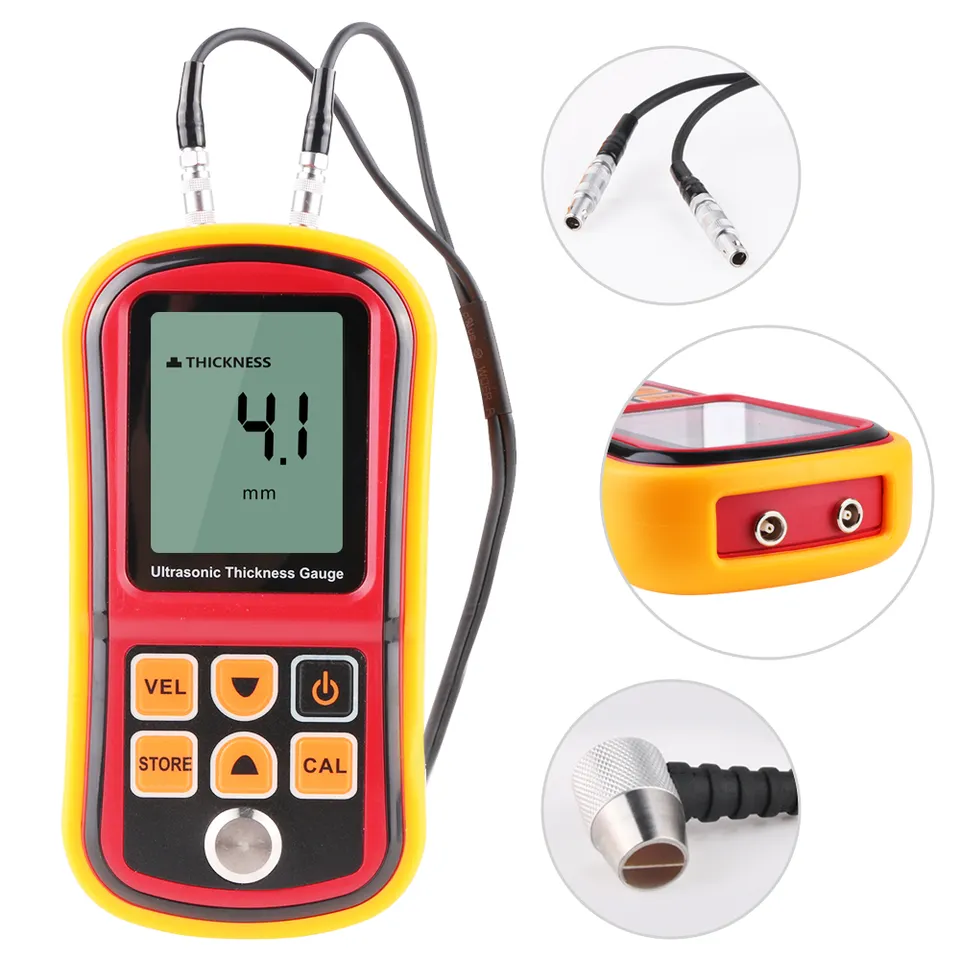 Testere cu ultrasunete - GM100A Tester grosime cu ultrasunete 1.2–220 mm otel, precizie ±1%, sonda 5MHz, rezolutie 0.1 mm, viteza reglabila 1000–9999 m/s