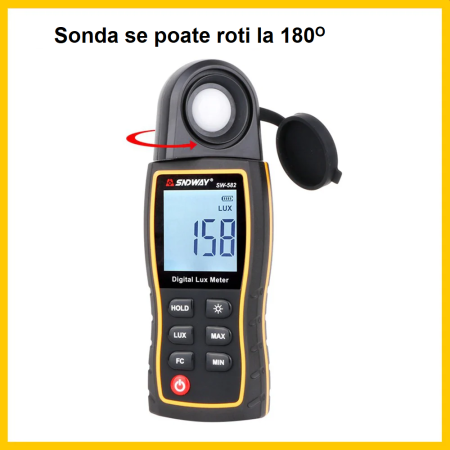 Luxmetru digital SNDWAY SW582, 0-199900 Lux, afisaj LCD, auto range, functie HOLD/MAX-MIN, backlight, senzor silicon, profesional [4]