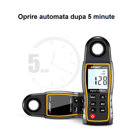 Luxmetru digital SNDWAY SW582, 0-199900 Lux, afisaj LCD, auto range, functie HOLD/MAX-MIN, backlight, senzor silicon, profesional [3]