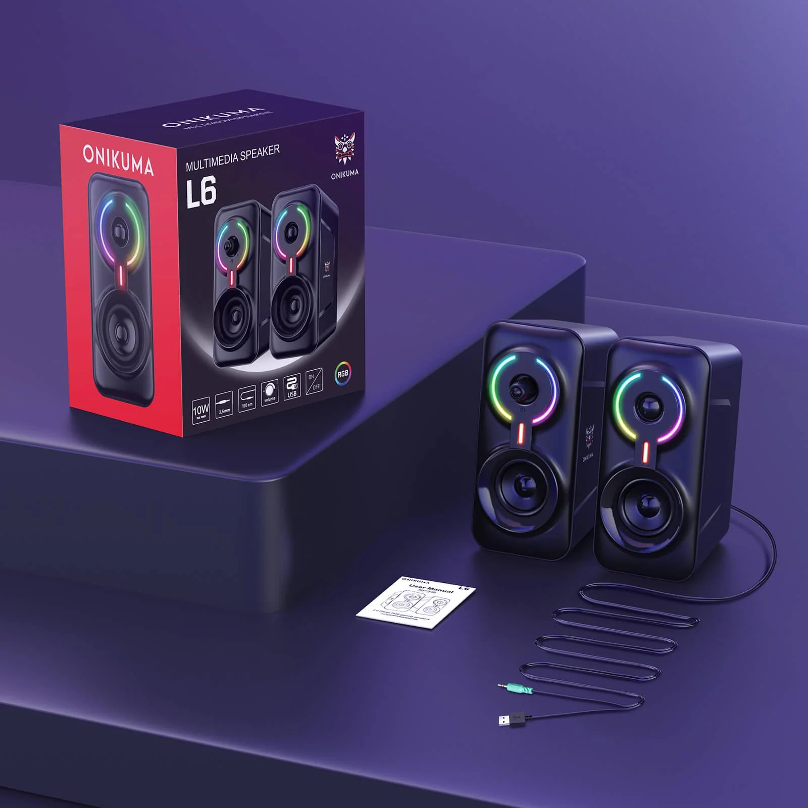 Boxe Gaming ONIKUMA L6 RGB 10W Bluetooth 5.0 USB AUX – Sunet HiFi 360°, Iluminare RGB [2]