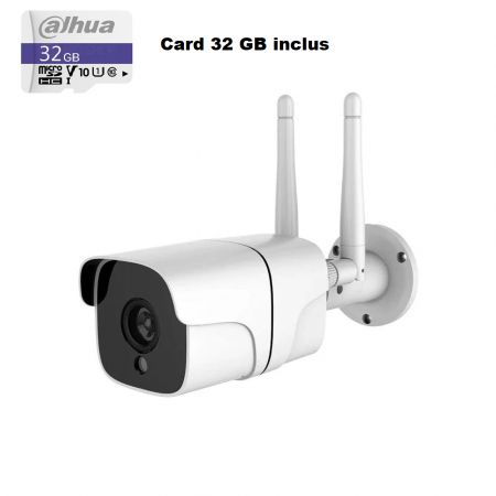 Camere pentru exterior - Pachet card memorie 32 GB + Camera supraveghere exterior Tuya 5mp cu carcasa metalica Optimus AT 60, full HD, infrarosu