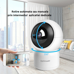Camera supraveghere interior IP WIFI/LAN Optimus AT 308-2 fullHD 1920*1080P 2 mp comunicare bidirectionala, functie de auto urmarire subiect, night vision, aplicatie telefon [5]