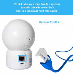 Camera supraveghere interior IP WIFI/LAN Optimus AT 308-2 fullHD 1920*1080P 2 mp comunicare bidirectionala, functie de auto urmarire subiect, night vision, aplicatie telefon [4]