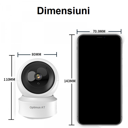 Pachet card memorie 32 GB + camera supraveghere interior Tuya Smart Optimus AT B166-2, comunicare bidirectionala, functie de autourmarire subiect, night vision, aplicatie telefon [4]