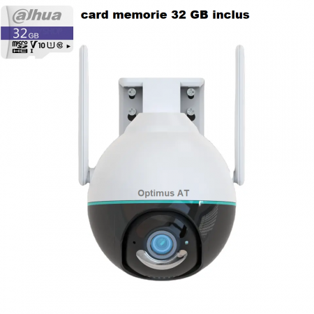 Camere pentru exterior - Pachet card memorie 32 GB + camera supraveghere Q160 - 5mpx pentru exterior, rotativa, vedere nocturna, Optimus AT Tuya Smart