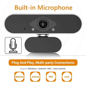 Camera WEB cu microfon Optimus AT DZ-001, rezolutie full-HD, 2mpx, rotire 360, prinderi multiple, negru/gri [4]
