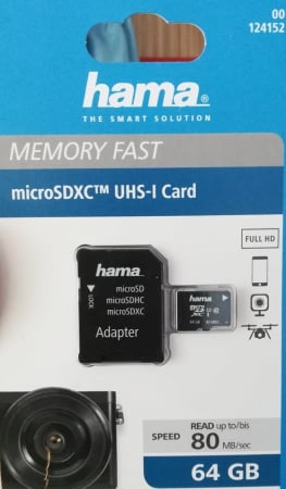Card de memorie HAMA 64GB cu adaptor, 80mb/s microSDXC UHS-I [1]